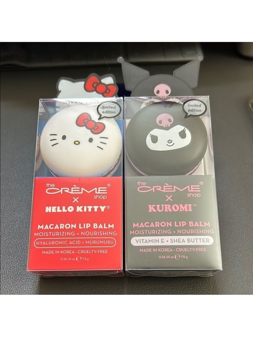 The Crème Shop x Hello Kitty and Kuromi Macaron Lip Balm - 2 Lip Balms New